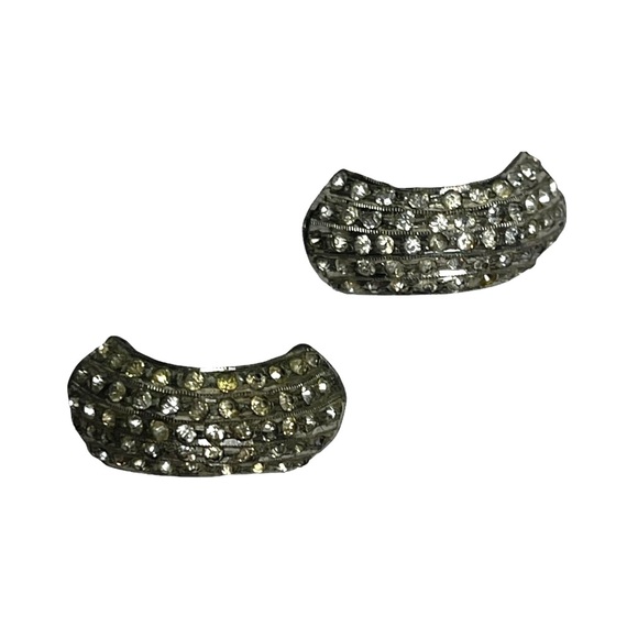 Art Deco Half Hoop Set of 2 Rhinestone Brooches - Picture 11 of 13